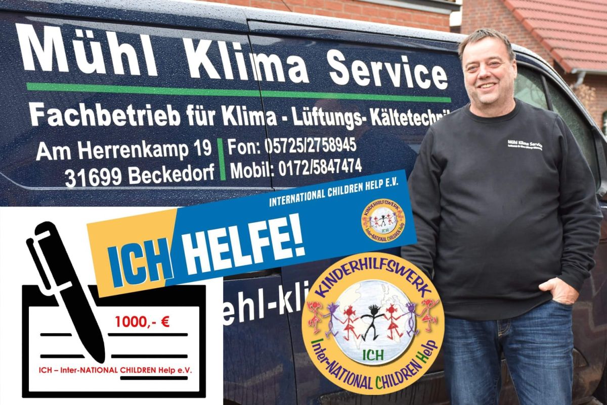 Frank Muehl Klima Service spendet an ICH KInderhilfswerk