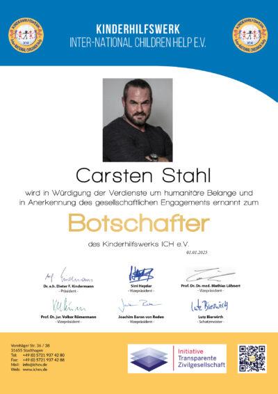 Urkunde Carsten Stahl